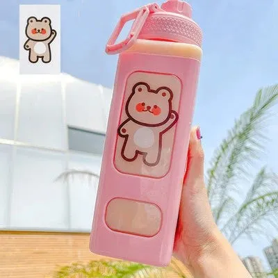 🌈 Kawaii Square Straw Bottle 🥤✨ Cute & Colorful Water Container for Adventures! 🏞️🎉