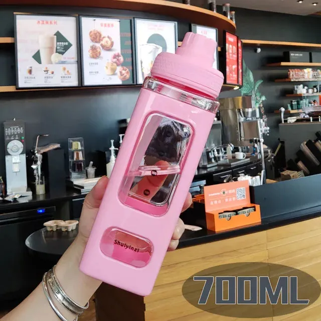 🌈 Kawaii Square Straw Bottle 🥤✨ Cute & Colorful Water Container for Adventures! 🏞️🎉