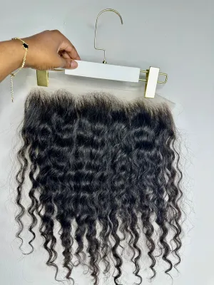 14" 13"x 6" LHS Cambodian Rich Wavy Curl Transparent Lace Frontal