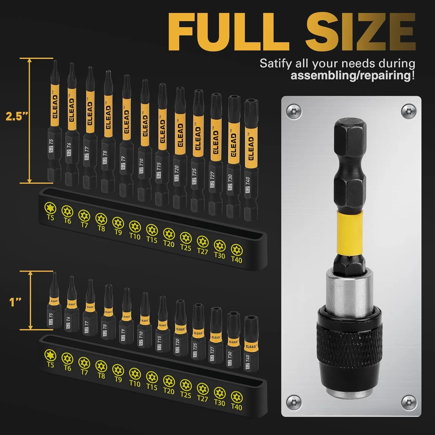 25 piece Impact Torx screwdriver bit sets