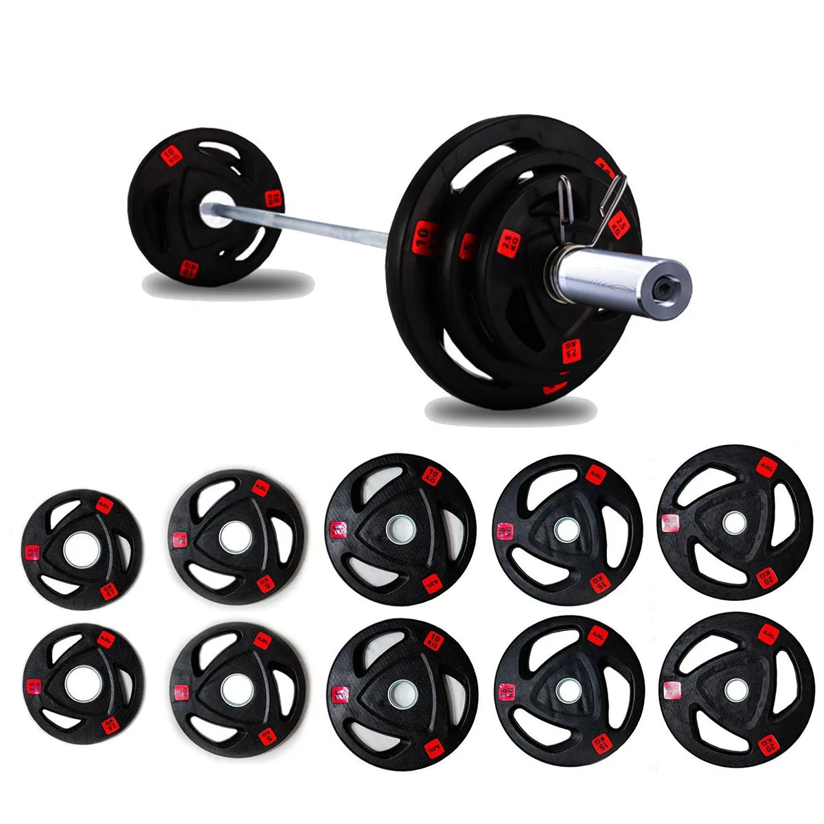 2.5/5/10/15/20kg*2 (105kg) Olympic Tri-Grip Weights Set