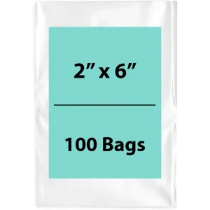 2X6 inches Clear Flat Poly Bags 4Mil Open Top (LDPE)