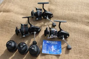3 x Mitchell 300S Old School Carp Fishing Reels   Spare Spools.