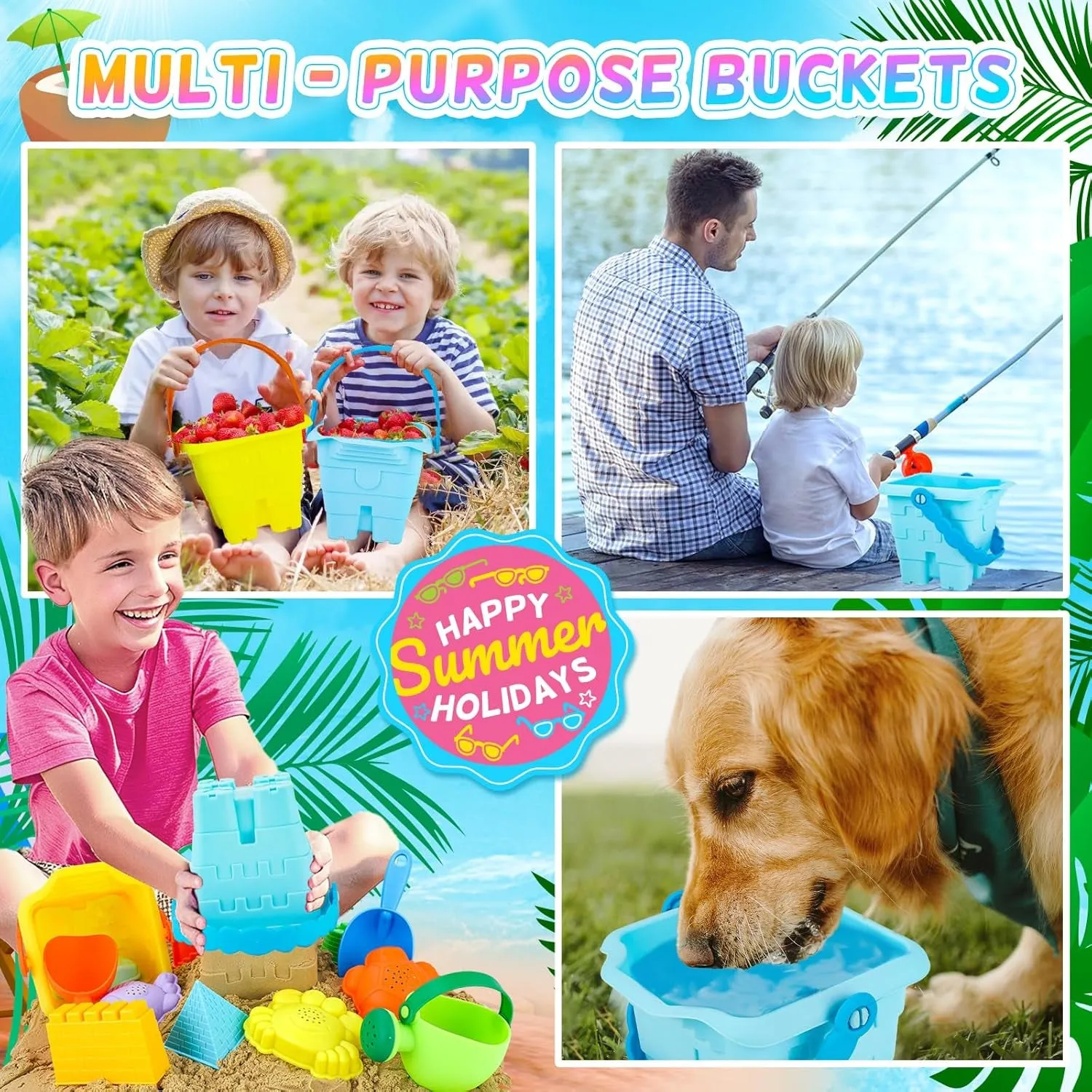 42 PCS Beach Toys and Sand Toys, Sandbox Toys Beach Toys for Kids 3-10, Kids Beach Toys with Sand Bucket, Mesh Bags, Kids Sunglasses, Sand Castle Toys for Beach, Sand Toys for Toddlers Age 3-5