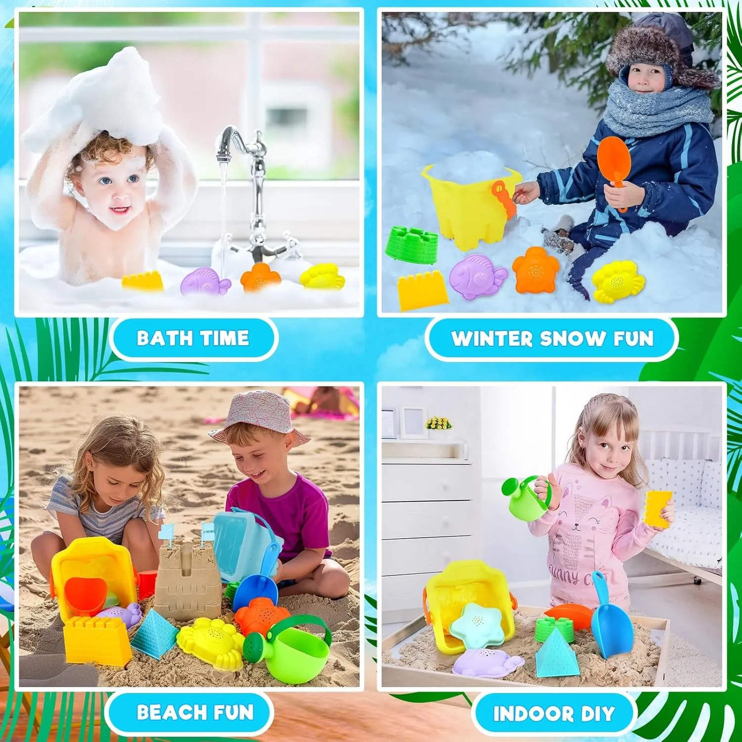 42 PCS Beach Toys and Sand Toys, Sandbox Toys Beach Toys for Kids 3-10, Kids Beach Toys with Sand Bucket, Mesh Bags, Kids Sunglasses, Sand Castle Toys for Beach, Sand Toys for Toddlers Age 3-5