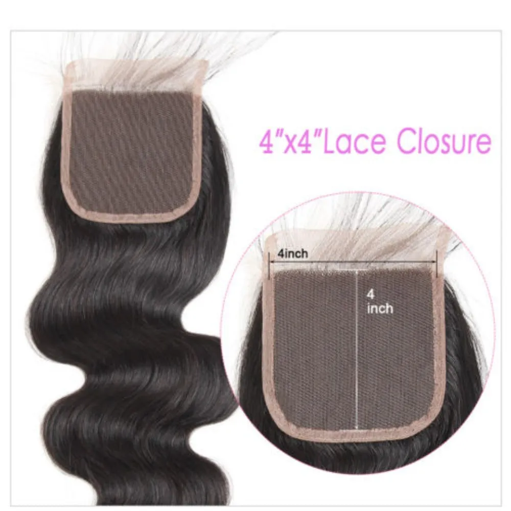 4X4 Body Wave Closure Free Part & Middle Part 100% Human Hair