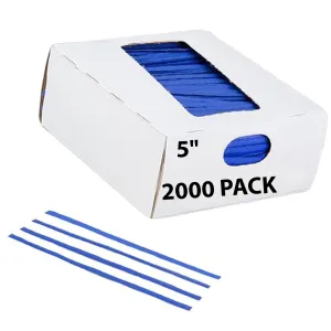 5 Inch Pre-cut Blue Paper Twist Ties for Bags
