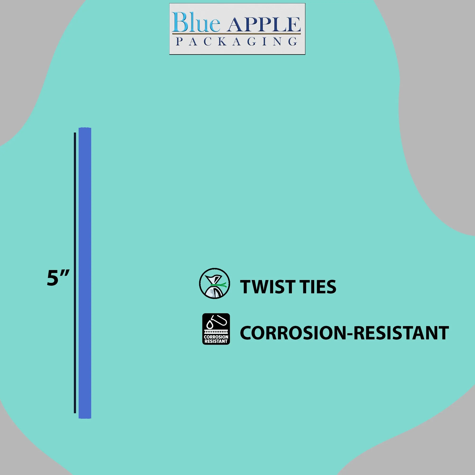 5 Inch Pre-cut Blue Paper Twist Ties for Bags