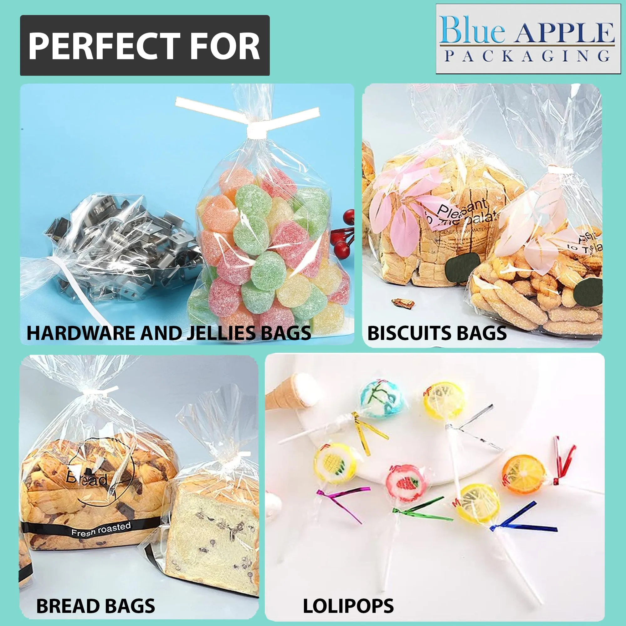 5 Inch Pre-cut Blue Paper Twist Ties for Bags