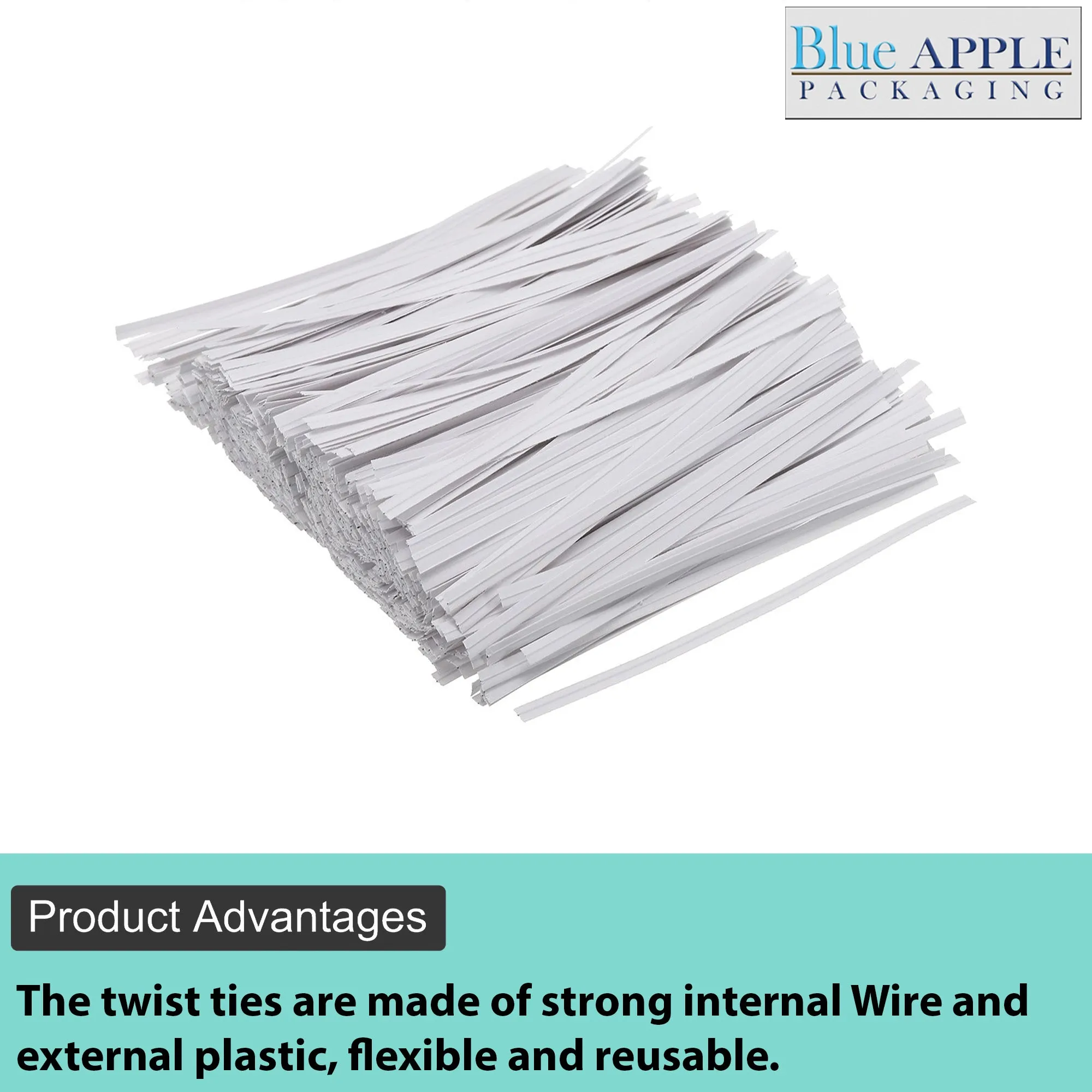 5 Inch Pre-cut Blue Paper Twist Ties for Bags