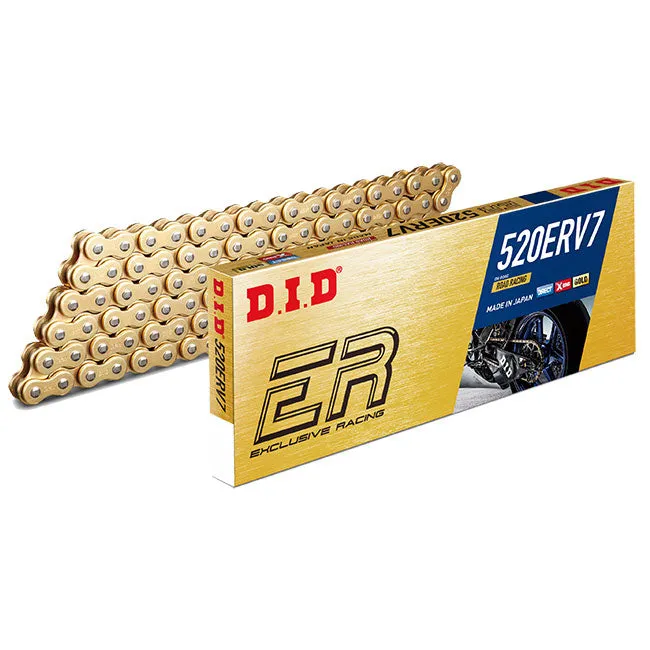 520ERV7 x 120ZB Gold X'Ring race chain w/ ZJ rivet link DID (520ERV7120G)