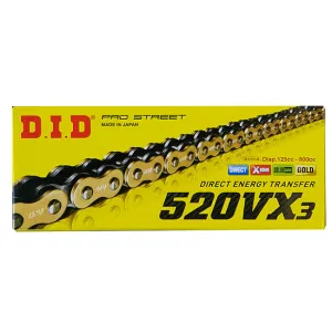 520VX3 x 114FB G&B X'Ring Solid Bush chain w/clip link DID (520VX3114G)