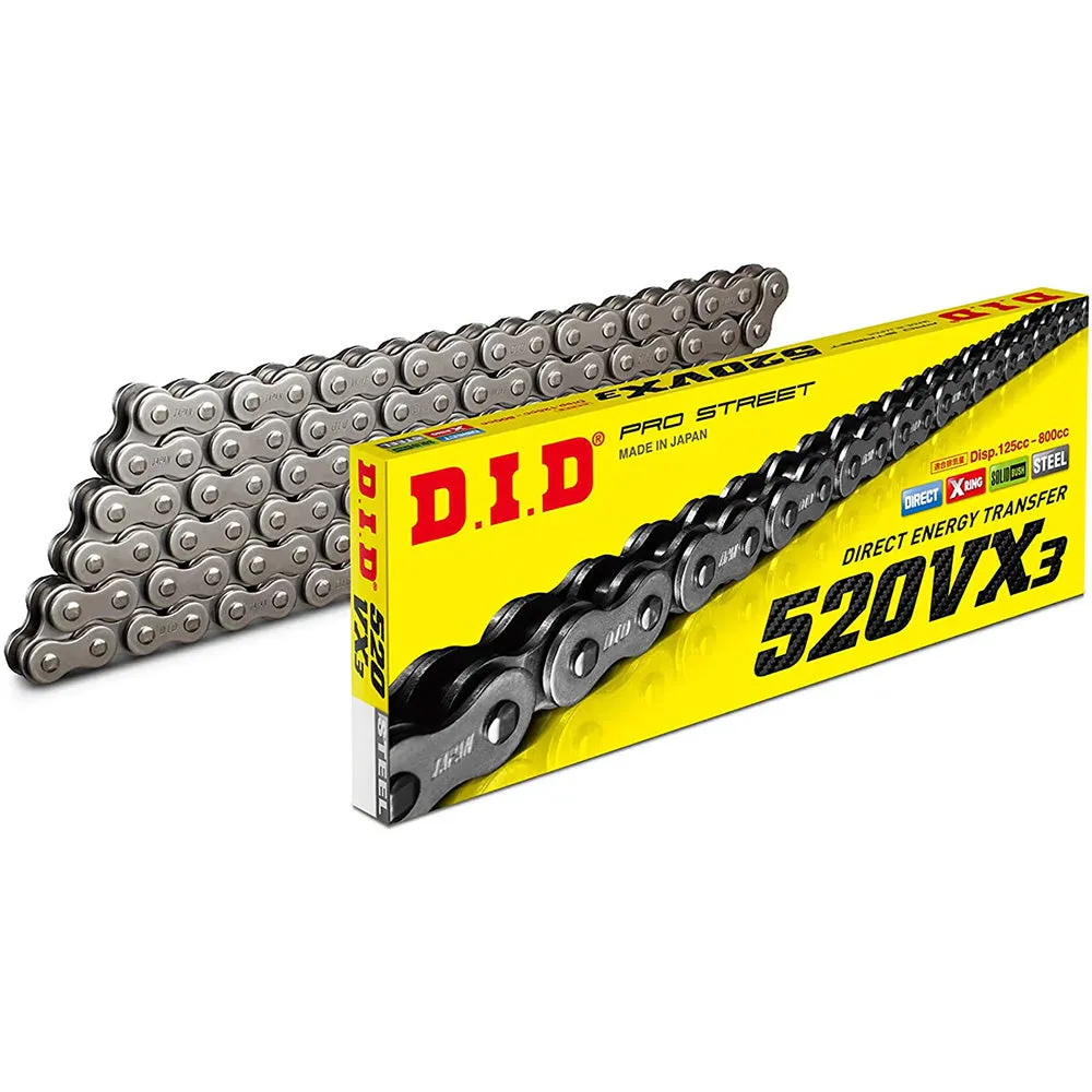 520VX3 x 120FB X'Ring solid bush chain w/ FJ clip link DID ^ (520VX3120)