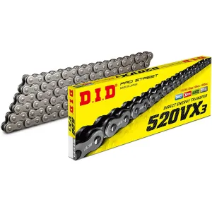 520VX3 x 120FB X'Ring solid bush chain w/ FJ clip link DID ^ (520VX3120)