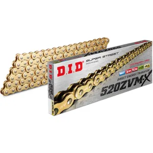 520ZVM-X x 120ZB Gold X'Ring chain w/ ZJ rivet link DID (520ZVMX120G)
