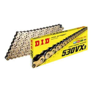 530VX3 x 116ZB Gold X'Ring chain w/ 50 ZJ rivet link DID (530VX3116G)