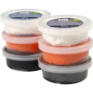 6 x Halloween Theme Pliable Assorted Colour Modelling Compound Plastic Tubs