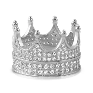 925 Sterling Silver 360 Iced Out Crown Ring