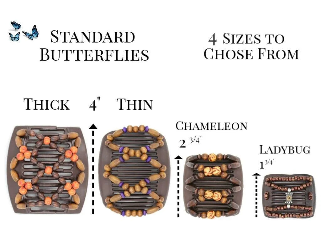 African Butterfly Chameleon Hair Comb - Beada Brown 72
