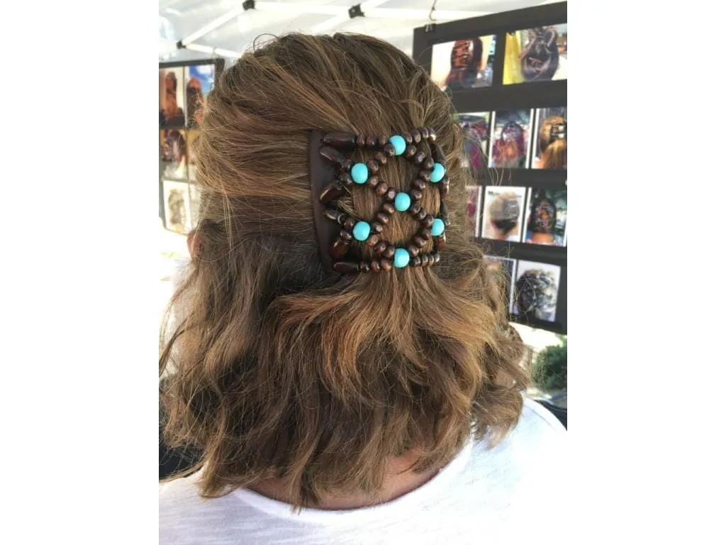African Butterfly Chameleon Hair Comb - Beada Brown 72
