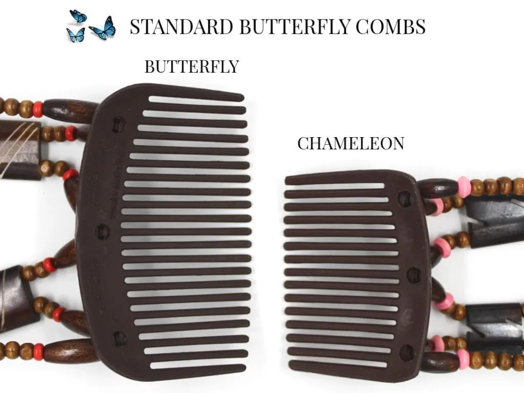 African Butterfly Chameleon Hair Comb - Beada Brown 72
