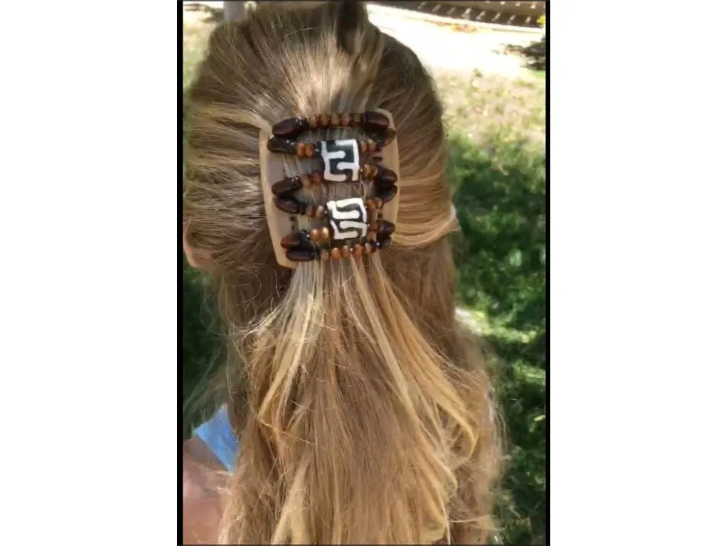 African Butterfly Chameleon Hair Comb - Beada Brown 72