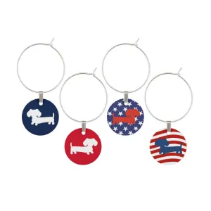 American Wiener Dog Wine Glass Charms