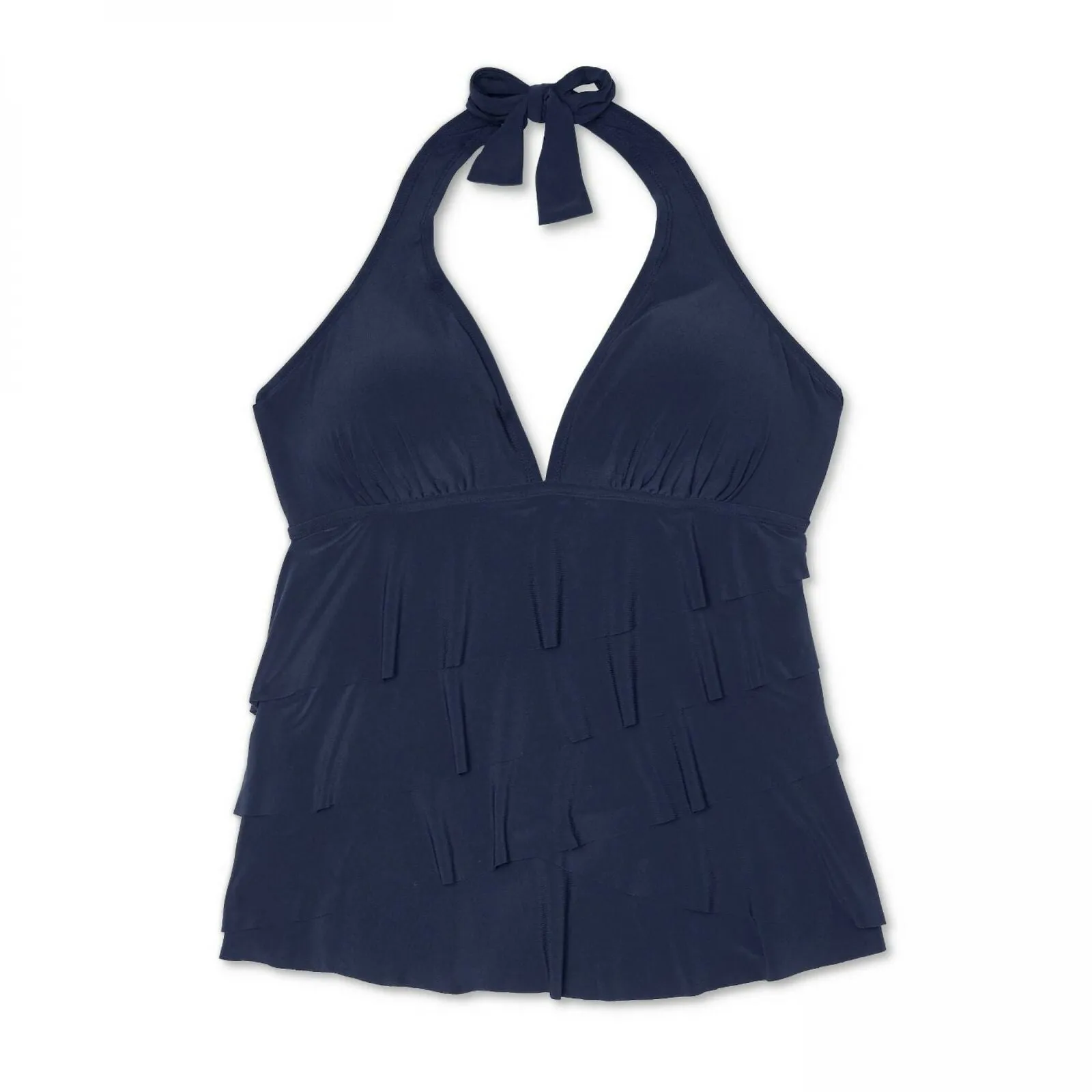 Aqua Green Women's Ruffle Halter V-Neck Tankini Top