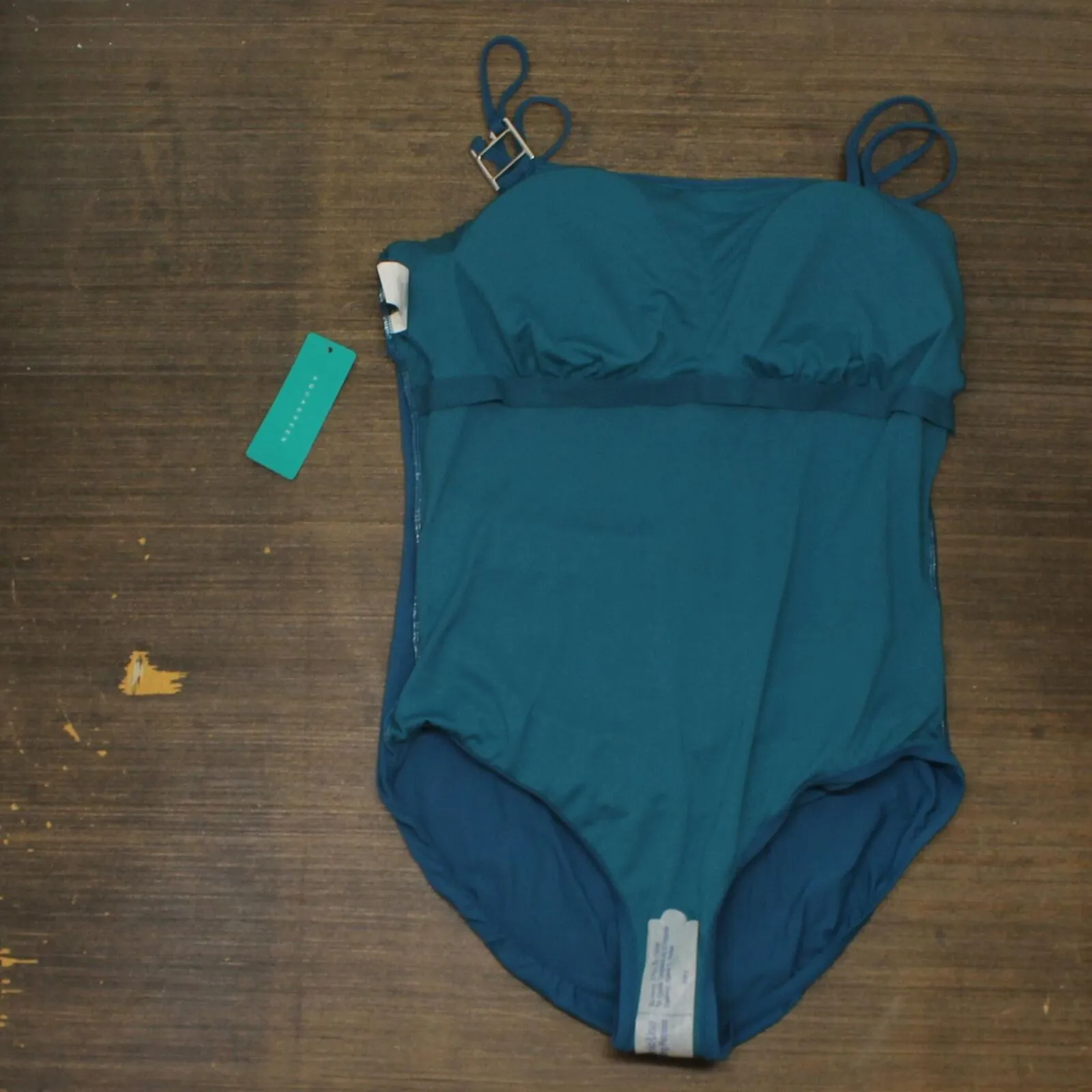 Aqua Green Womens UPF 50 Double Strap Asymmetrical One Piece Swimsuit 677452