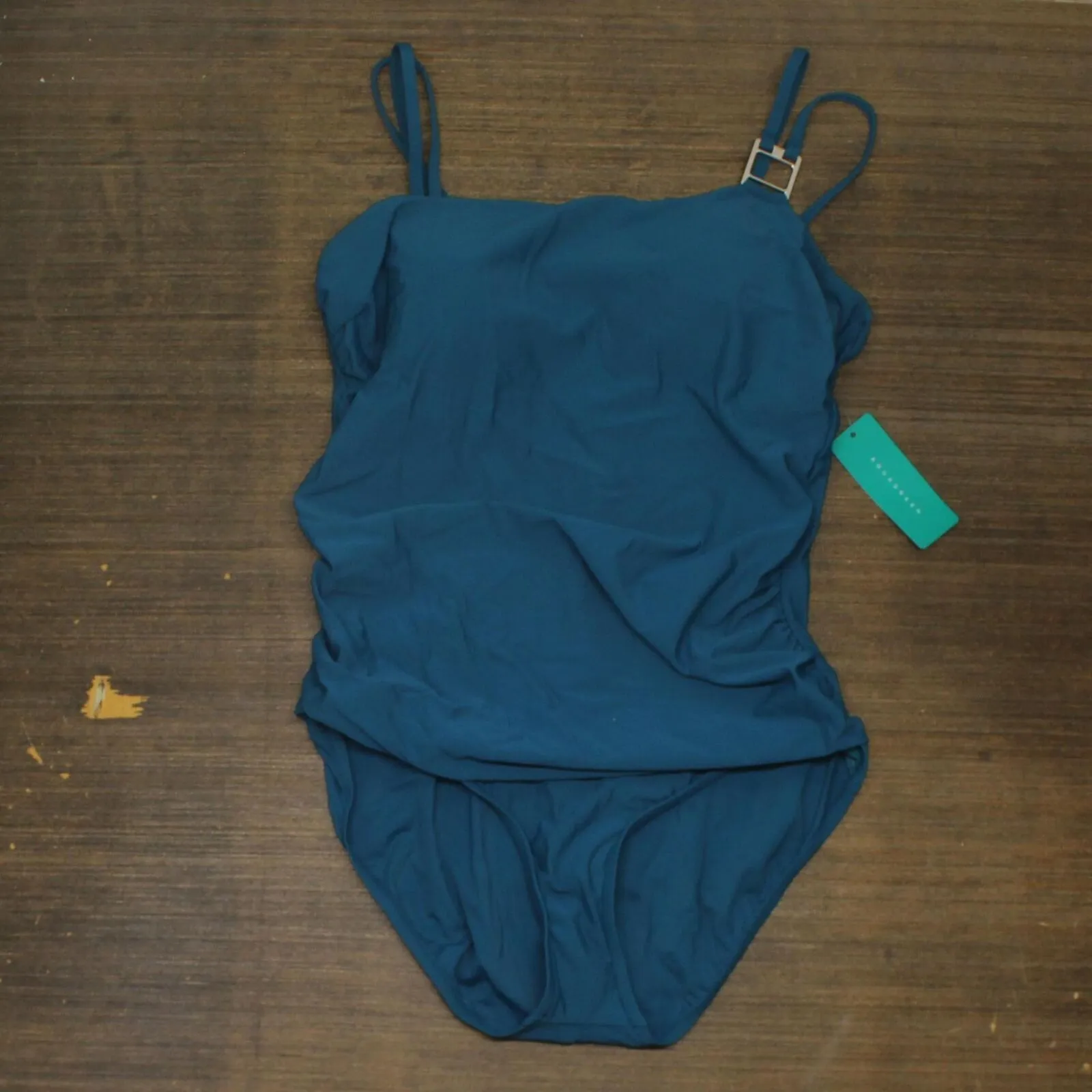 Aqua Green Womens UPF 50 Double Strap Asymmetrical One Piece Swimsuit 677452