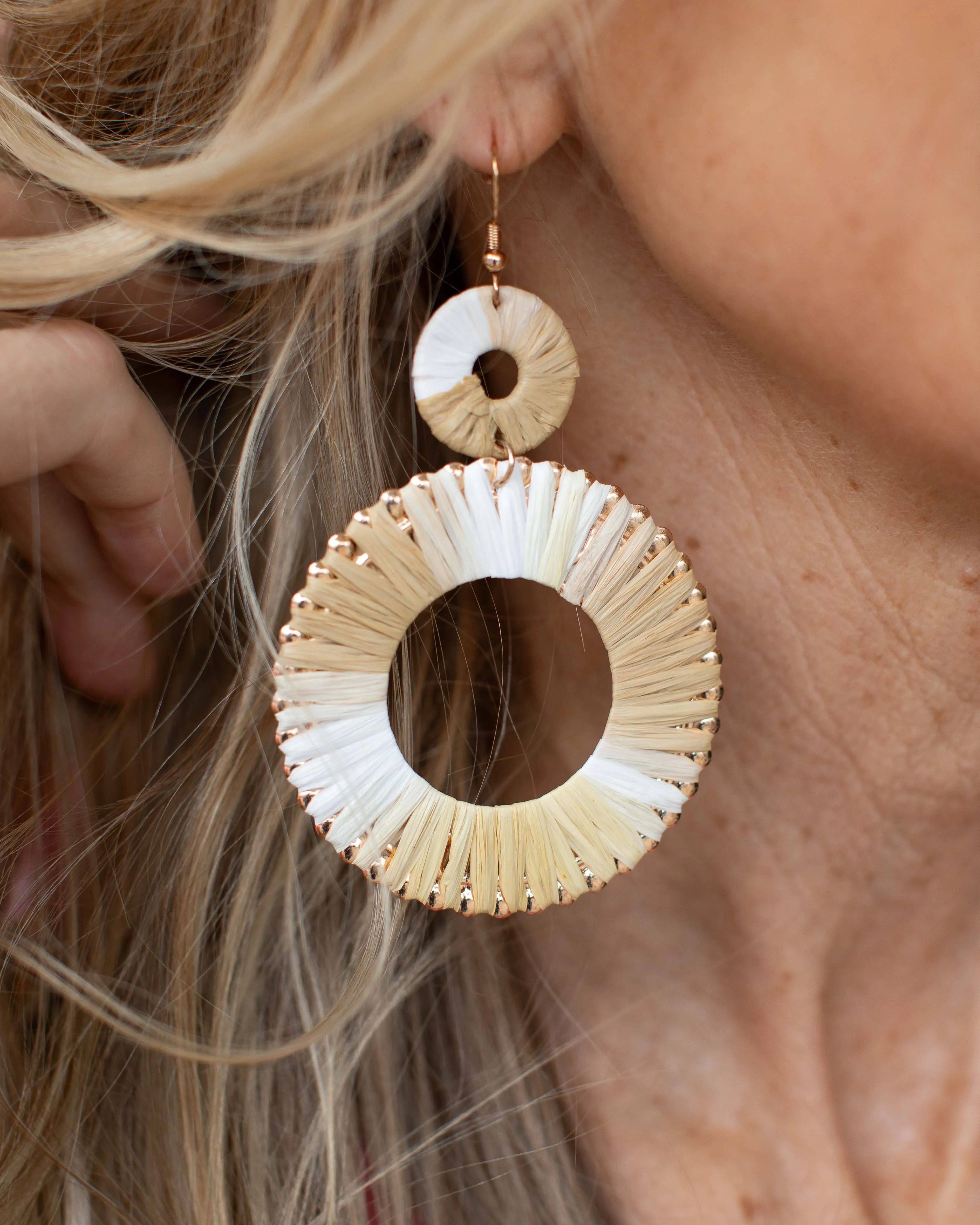 ARABELLA RAFFIA HOOP EARRINGS - 2 COLORS