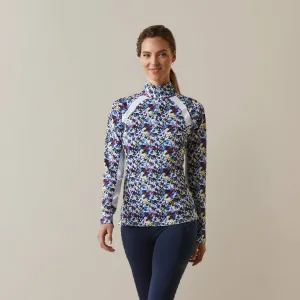 Ariat Sunstopper 2.0 1/4 Zip Ladies  Blue Cameo Floral