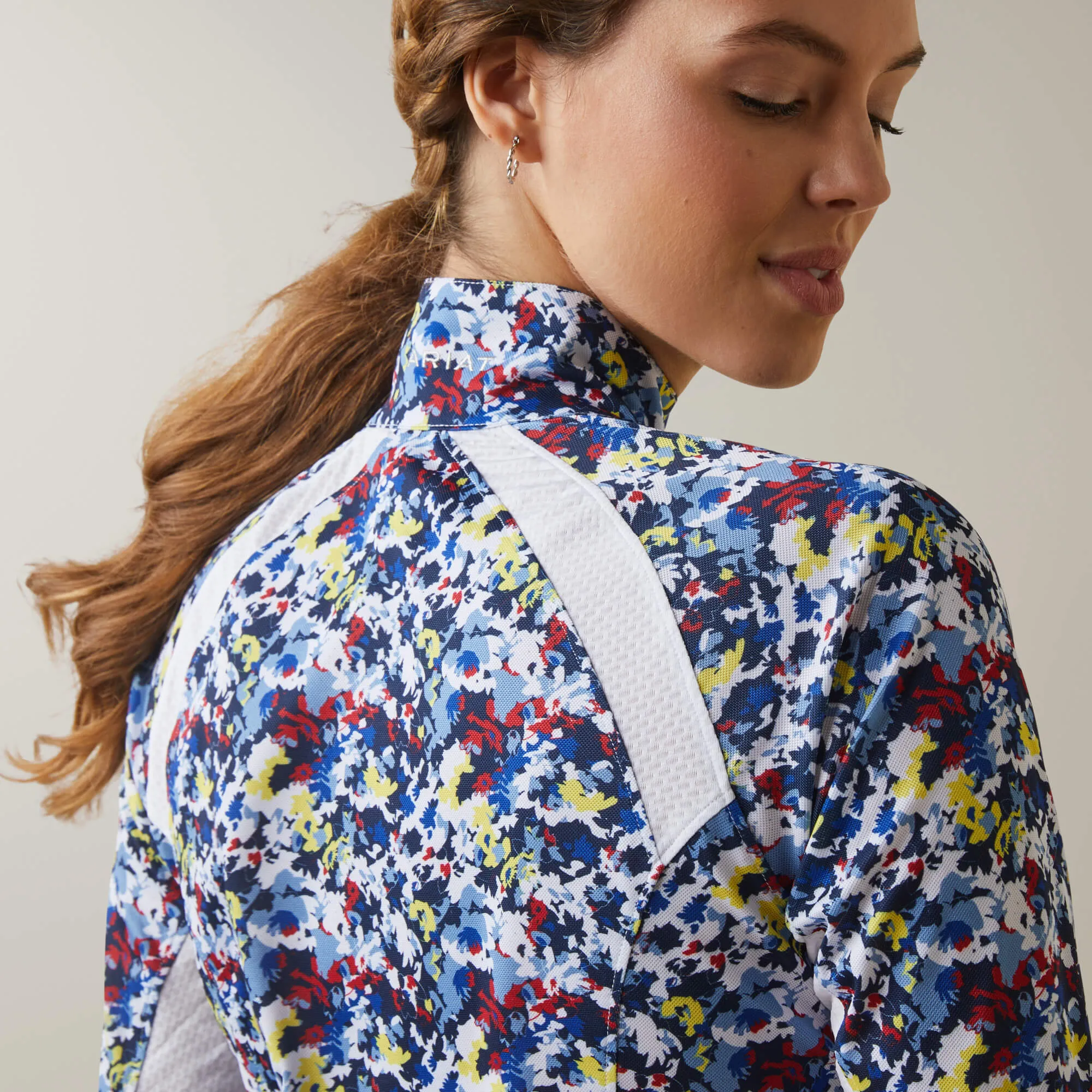 Ariat Sunstopper 2.0 1/4 Zip Ladies  Blue Cameo Floral