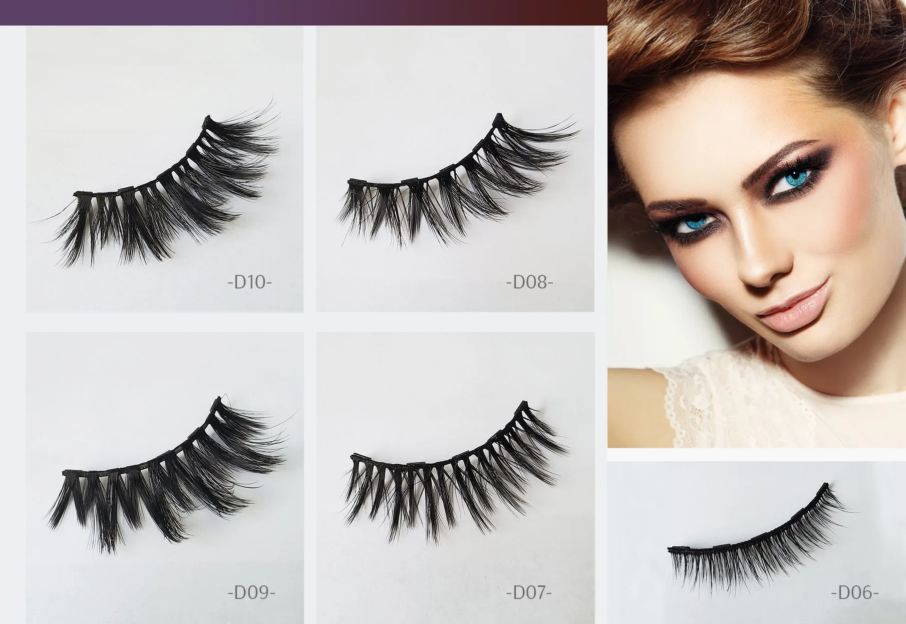 Arishine Natural Look 10 Pairs of 3D 5D False Magnetic Eyelashes and Eyeliner Kit with Applicator Tool