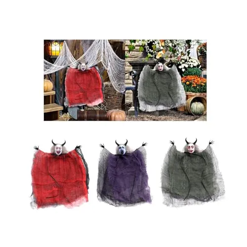 ATORSE® Hanging Witch Ornament Sturdy Scary Props for Lawn Courtyard Party Red