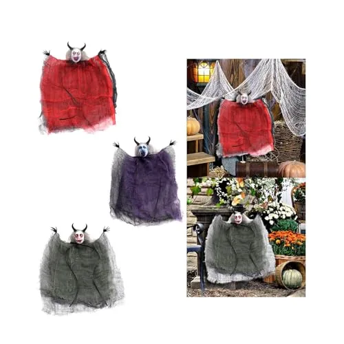 ATORSE® Hanging Witch Ornament Sturdy Scary Props for Lawn Courtyard Party Red