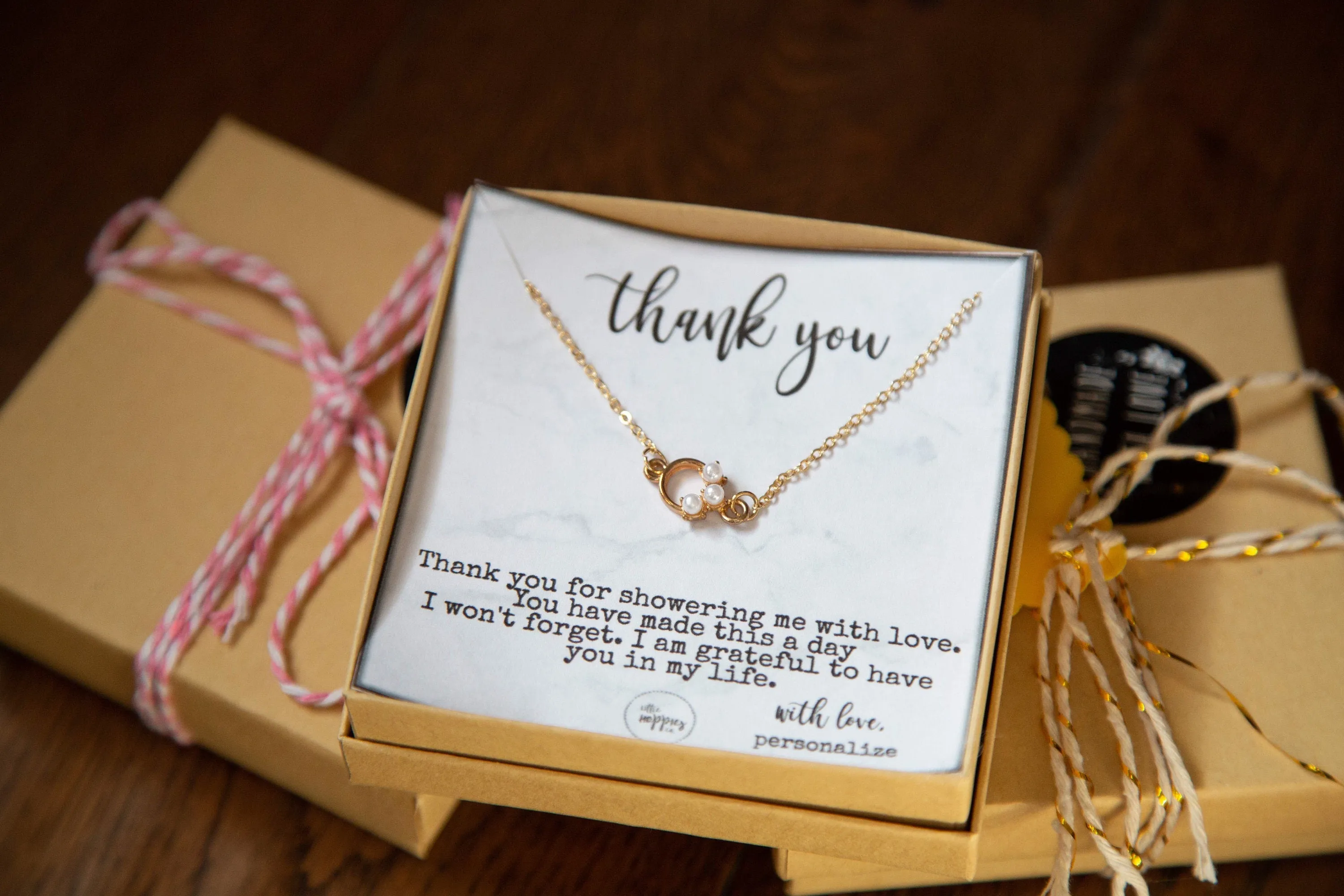 Baby shower hostess gift, baby boy shower hostess thank you gift, baby girl shower host gifts, dainty pearl necklace