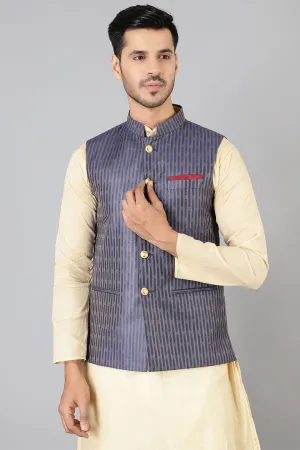 Banarasi Rayon Cotton Blue  Modi Nehru Jacket