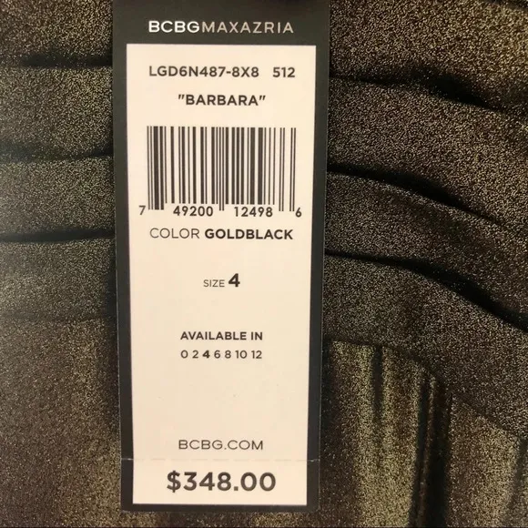 BCBGMaxAzria Barbara Metallic Gold One Shoulder Long Evening Dress Size 4