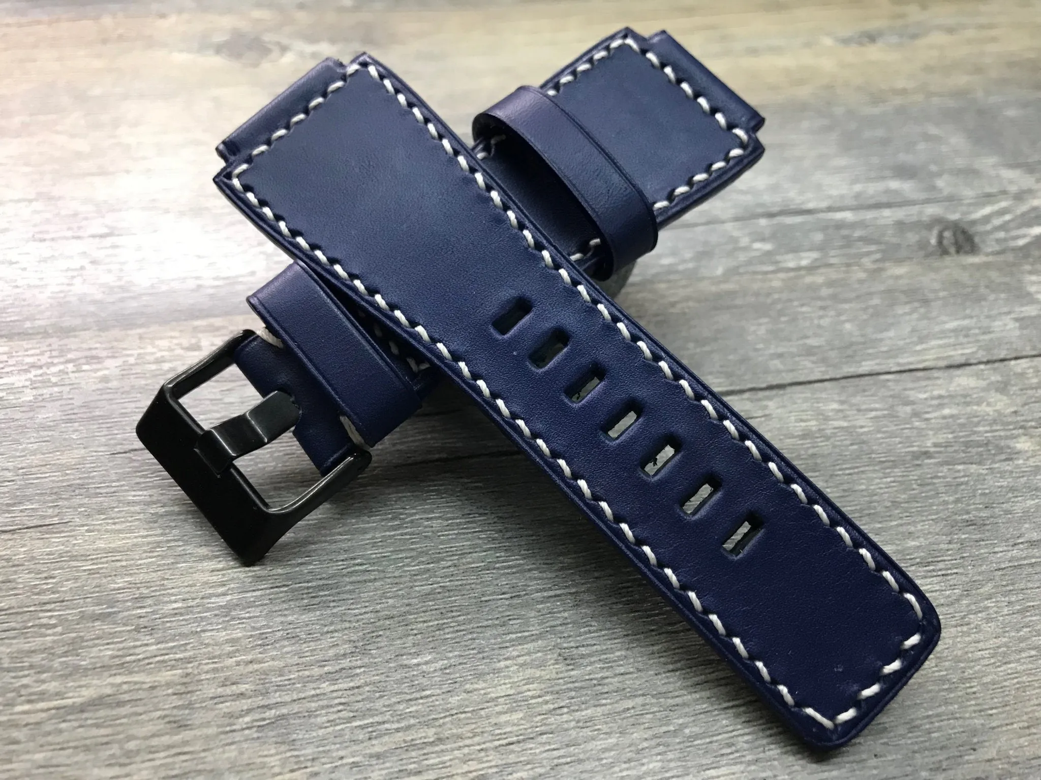 Bell & Ross Watch Straps, Watch Bands and Leather Watch Straps - Ocean Blue and White Stitching