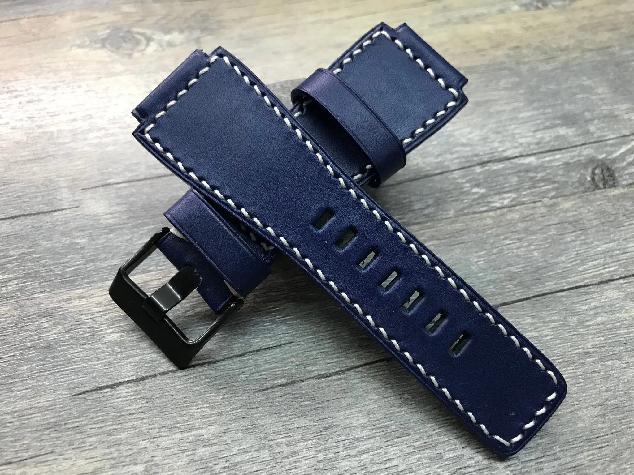 Bell & Ross Watch Straps, Watch Bands and Leather Watch Straps - Ocean Blue and White Stitching