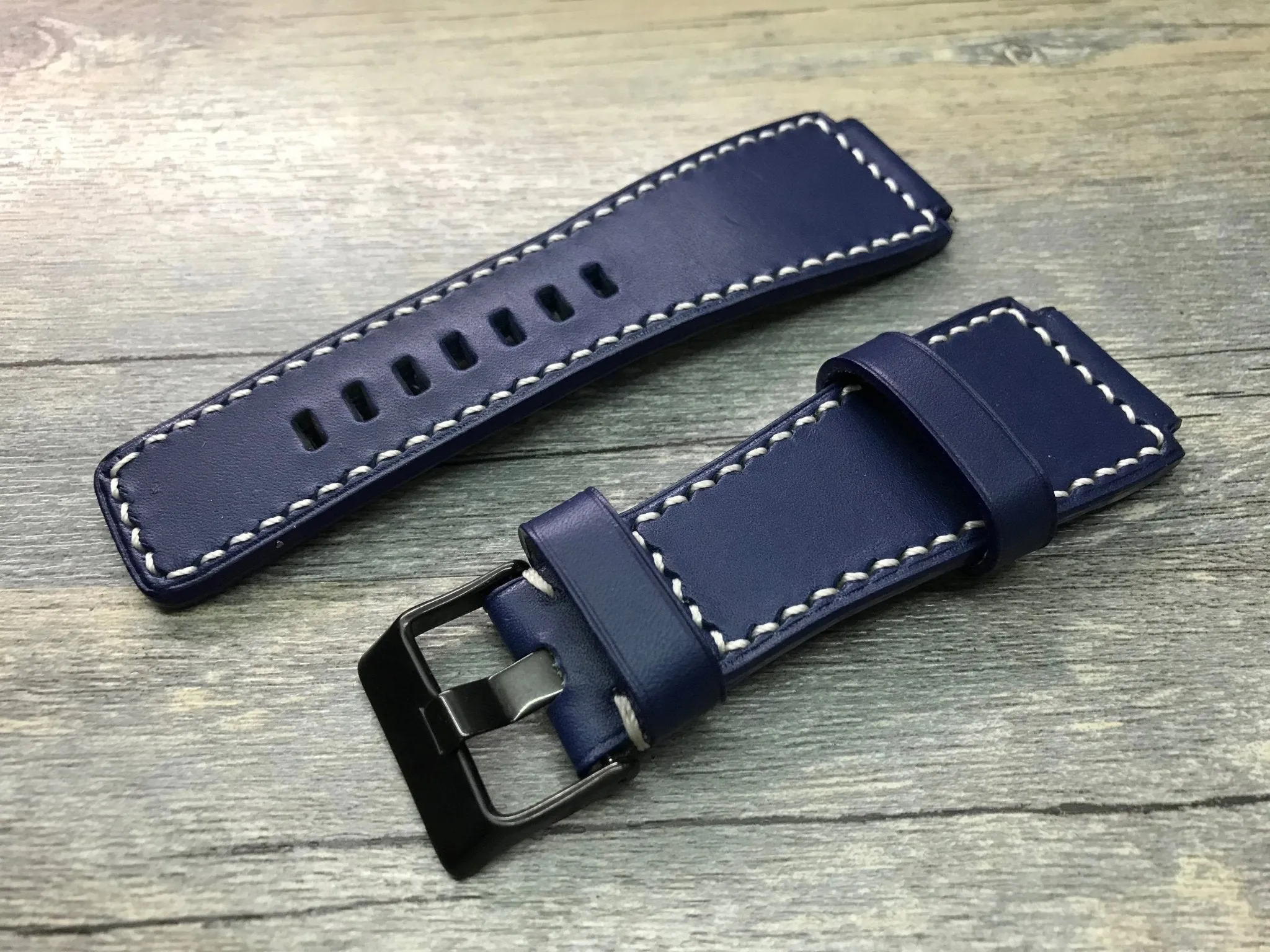 Bell & Ross Watch Straps, Watch Bands and Leather Watch Straps - Ocean Blue and White Stitching