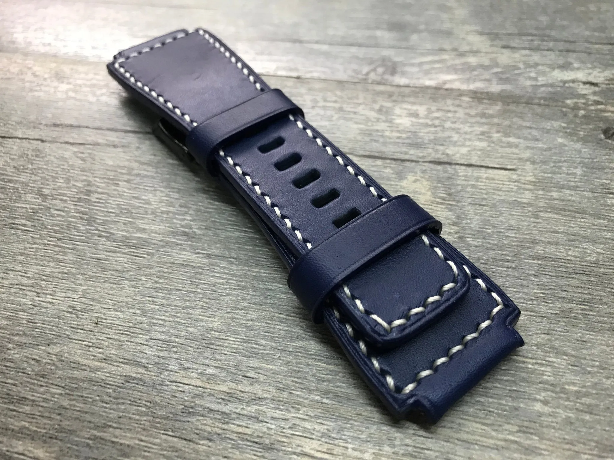 Bell & Ross Watch Straps, Watch Bands and Leather Watch Straps - Ocean Blue and White Stitching