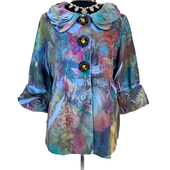 B.L.E.U. ~ Women’s lightweight 3/4 sleeve cruelty-free suede-like jacket size MP
