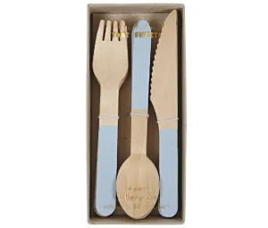 Blue Wooden Cutlery (set of 24)