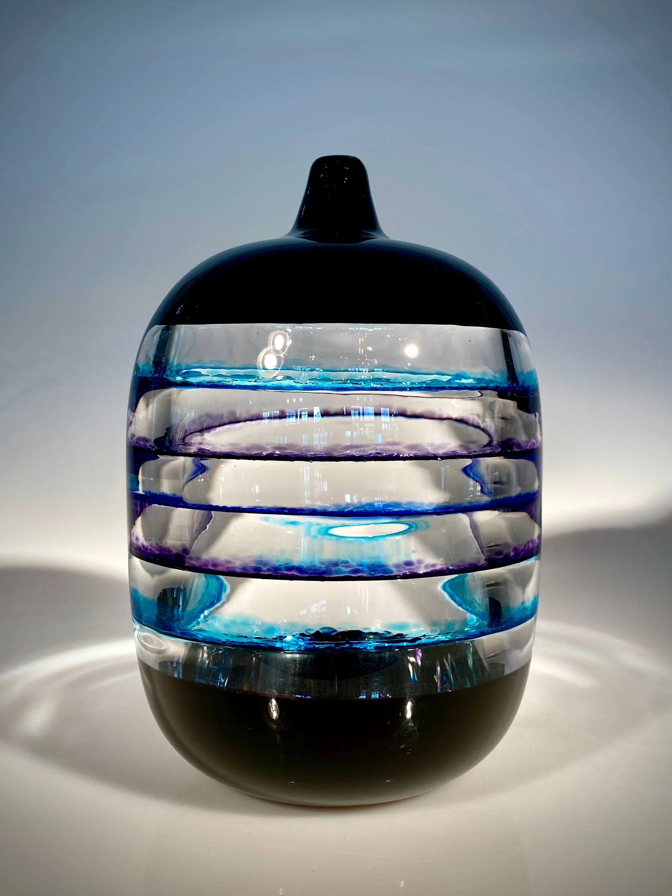 Blue/Amethyst/Black Ring Bottle Vase