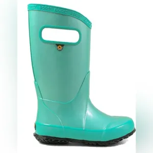 'Bogs' Kids' Rainboot Metallic Plush - Turquoise waterproof fleece lined rubber