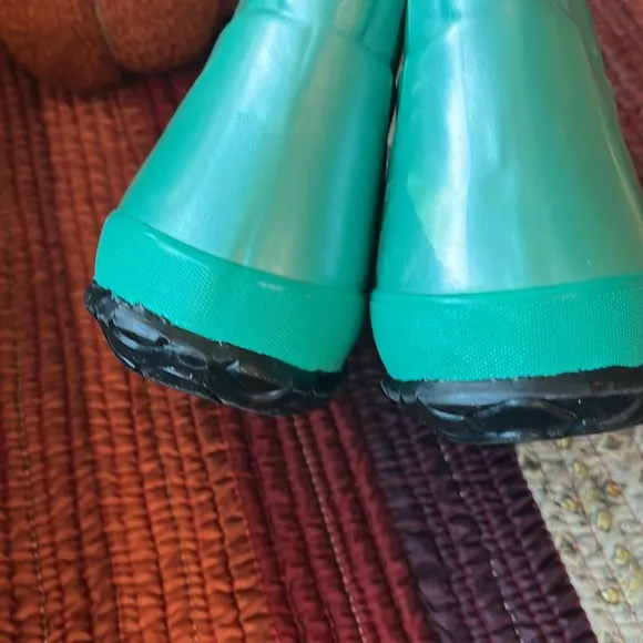 'Bogs' Kids' Rainboot Metallic Plush - Turquoise waterproof fleece lined rubber