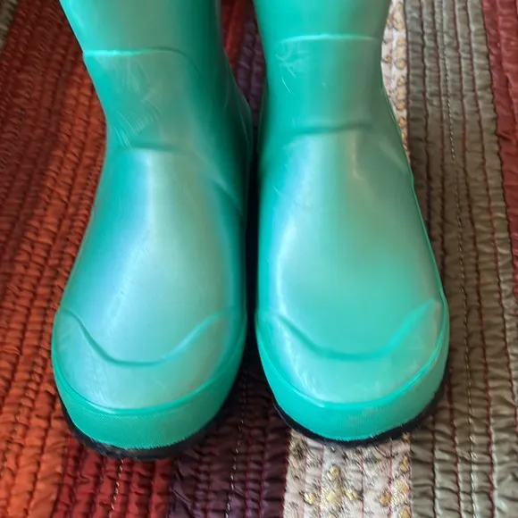 'Bogs' Kids' Rainboot Metallic Plush - Turquoise waterproof fleece lined rubber