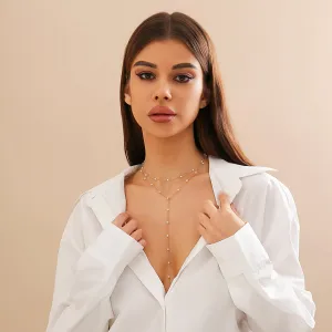 Bohemia Layered Pearl Chain Y Necklace Set